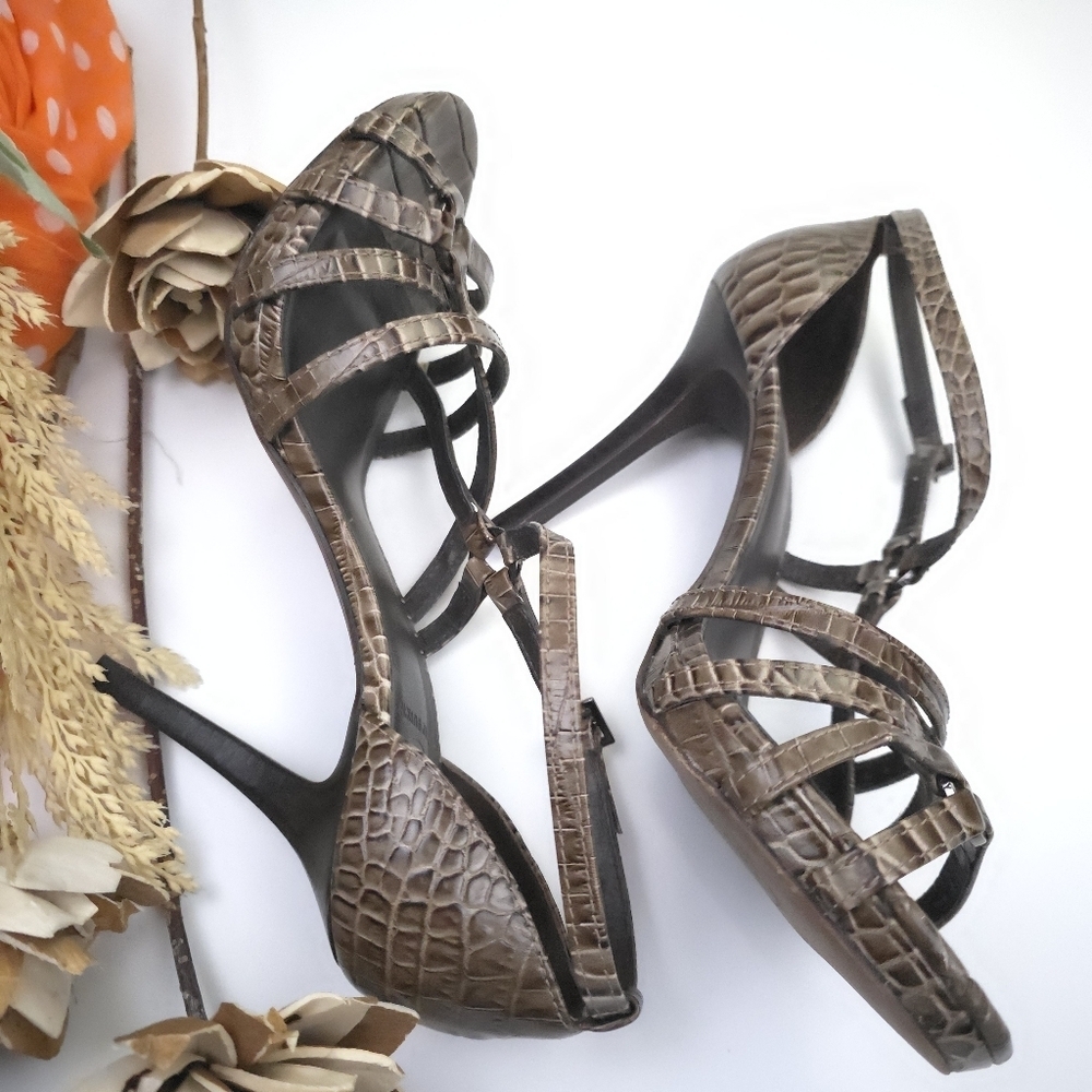 Tory Burch Brown Strappy Women's Heels Sz 9.5 - Picture 7 of 11